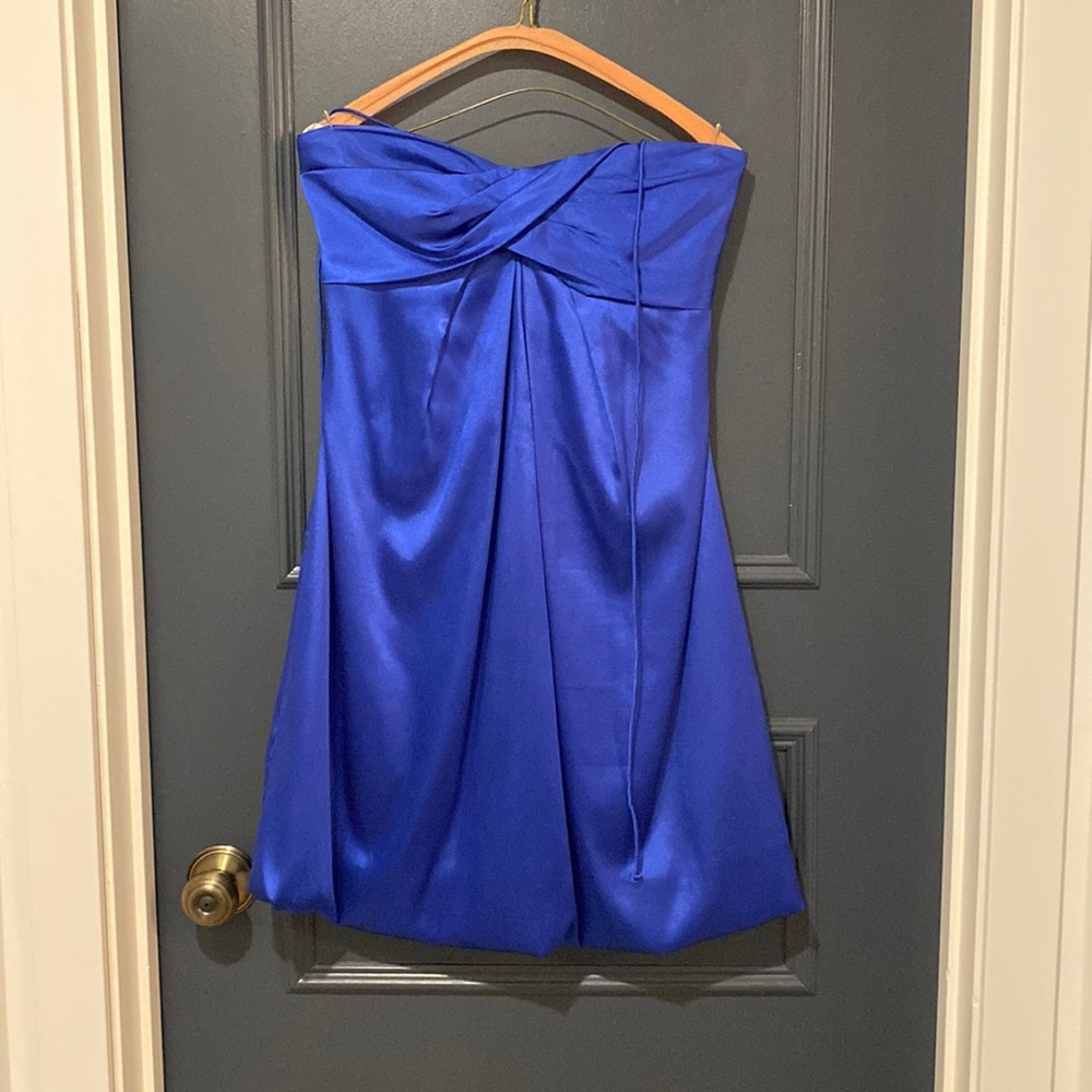 Satin blue holiday dress